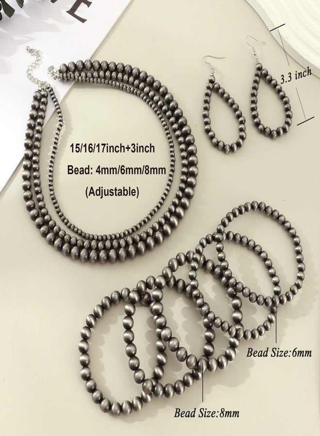 MOZAKA Western Jewelry Set for Women Including Vintage Navajo Pearl Necklace Western Style Navajo Pearl Earring and Bracelets (A) - Image 5